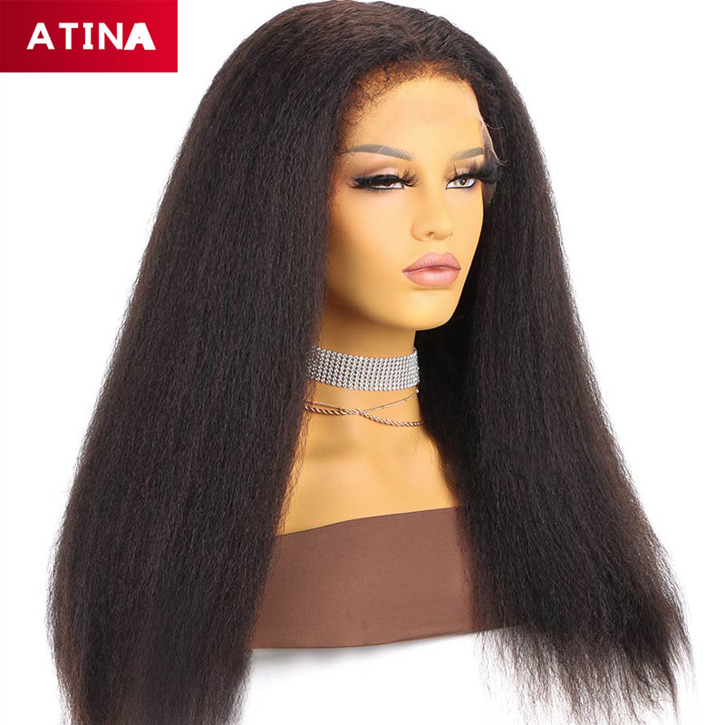 Curly Baby Hair Crystal Lace Kinky Straight Wig 13x6 Lace Front Human Hair Wigs