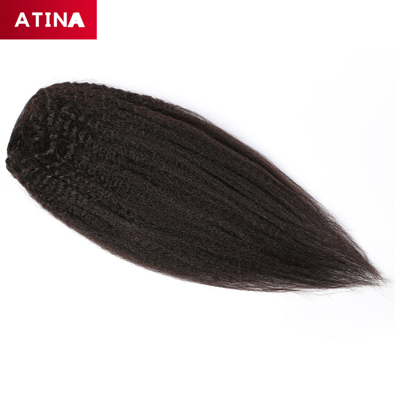 Kinky Straight Ponytail Drawstring Brazilian Human Hair Ponytail Clip In