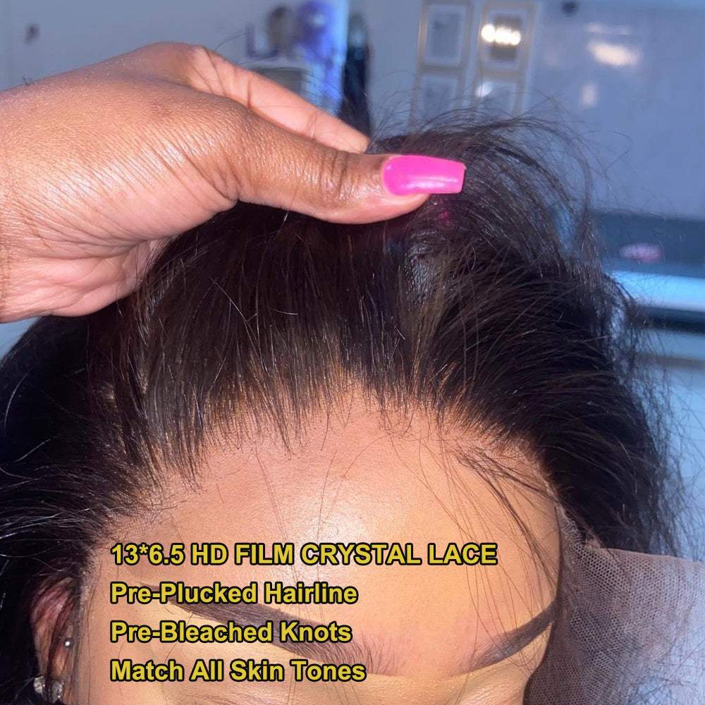 Crystal Lace Water Wave Short Curly 13x6 Lace Front Human Hair Wig