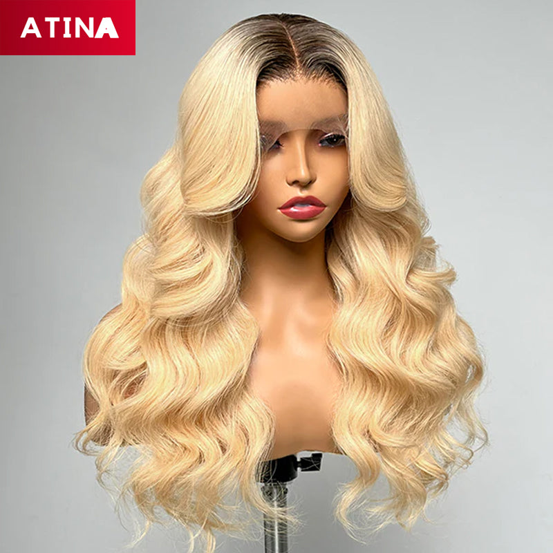4 / 613 Ombre Blonde Colored Body Wave Pre-Plucked Glueless Lace Front Human Hair Wigs