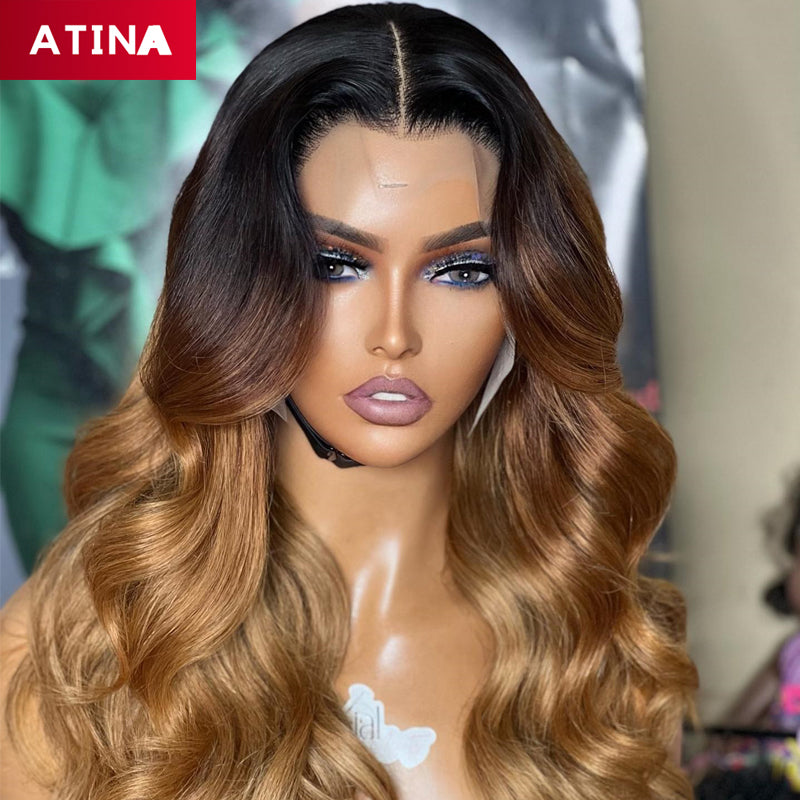 Ombre Brown Body Wave Glueless Lace Front Wig Colored Human Hair Wigs