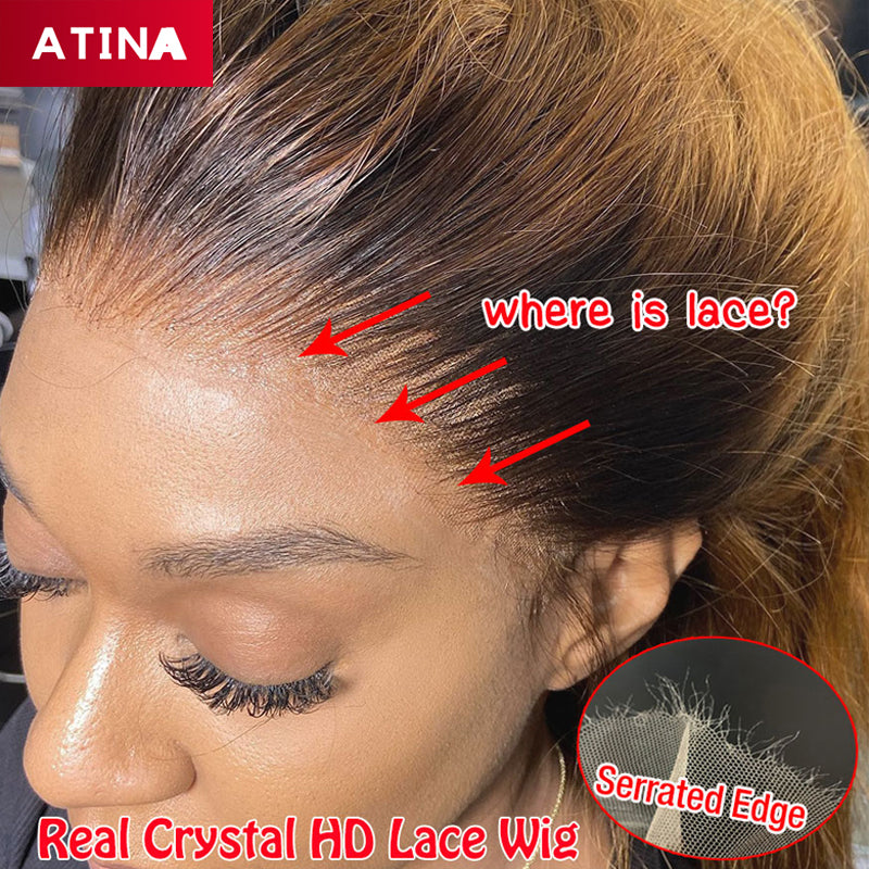 Ombre Honey Blonde Colored Crystal HD Lace 13x4 Lace Front Human Hair Wigs