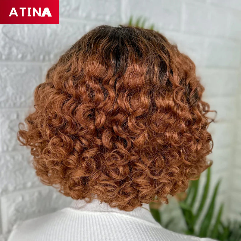 Ombre Brown Pixie Cut Short Bob 5x5 Closure Wig HD Crystal Lace