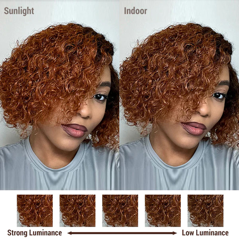 Ombre Brown Pixie Cut Short Bob 5x5 Closure Wig HD Crystal Lace