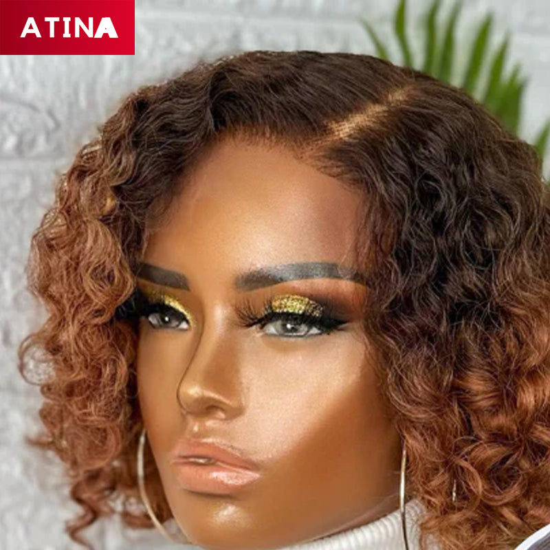 Ombre Brown Pixie Cut Short Bob 5x5 Closure Wig HD Crystal Lace