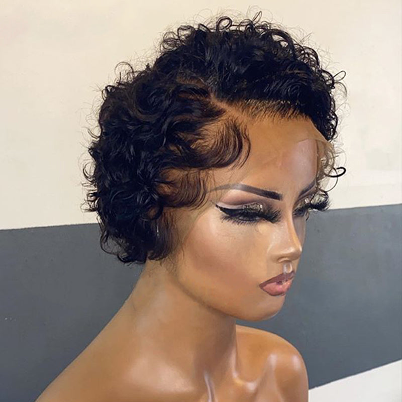 Short Pixie Cut Wig Short Bob 13*4 Lace Front Human Hair Wigs For Women Pre Plucked With Baby Hair side