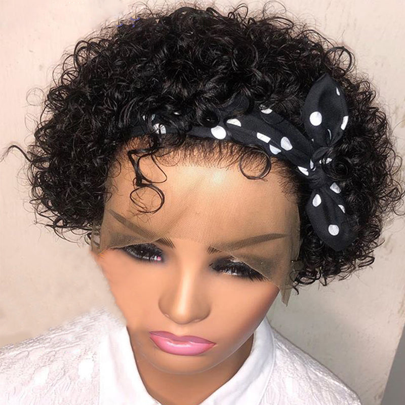 Pixie Cut Wig Closure Wig Human Hair Water Wave Bob Short Human Hair Wigs Bleached Knots 13x4 Lace Front Wig With Baby Hair