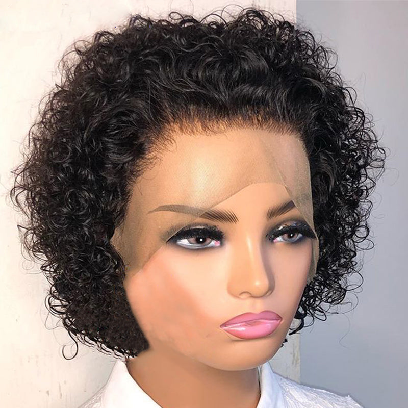 Pixie Cut Wig Closure Wig Human Hair Water Wave Bob Short Human Hair Wigs Bleached Knots 13x4 Lace Front Wig With Baby Hair front