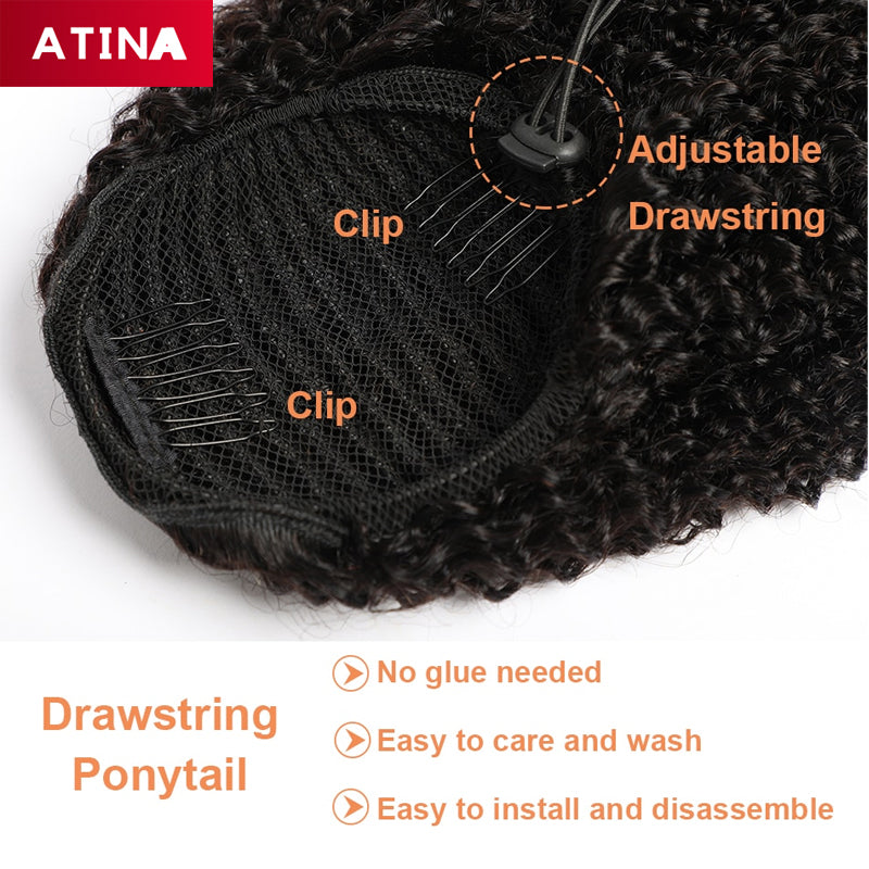 Afro Kinky Curly | Clip In | Brazilian Drawstring Ponytails | 3B 3C