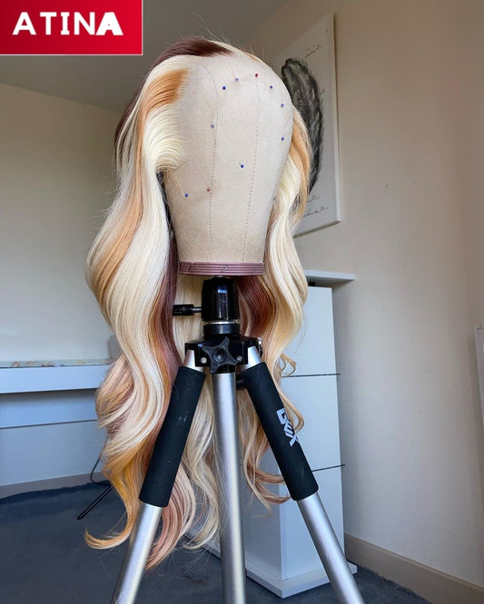 613 Ombre Highlight Color Transparent HD 13x4 Lace Front Human Hair Wigs
