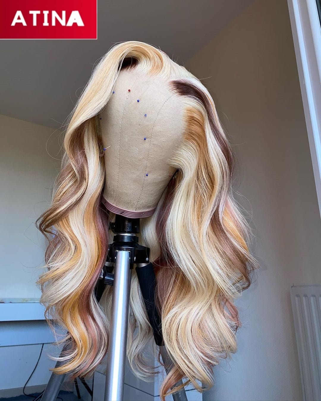 613 Ombre Highlight Color Transparent HD 13x4 Lace Front Human Hair Wigs