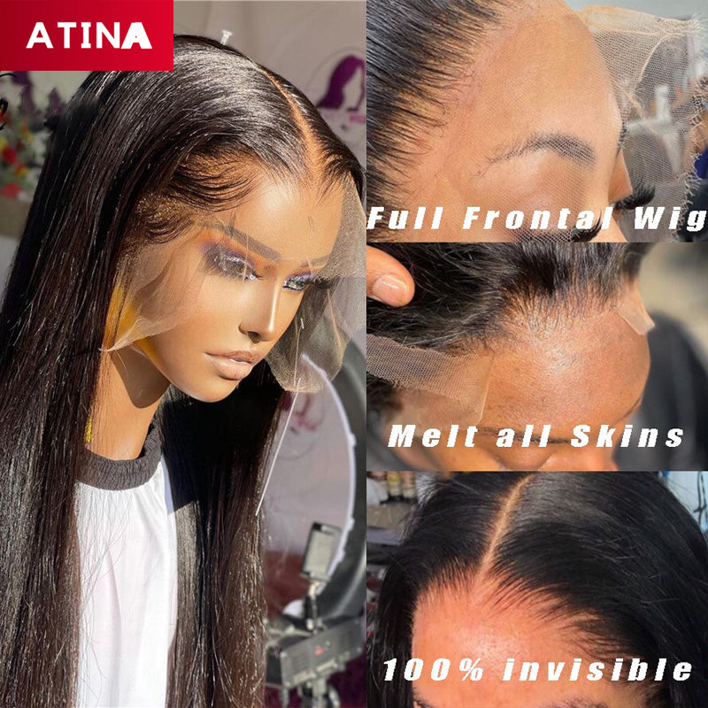 Silky Straight Crystal Lace Pre Plucked 13x6 Lace Front Human Hair Wig –  Atina Hair