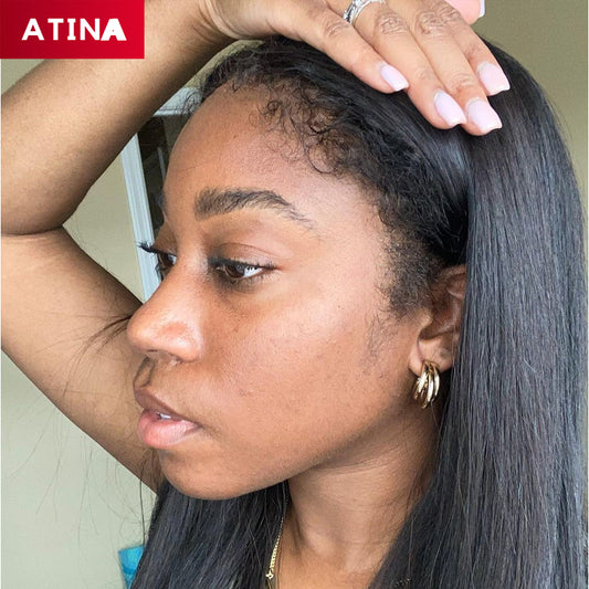 Curly Baby Hair Straight Crystal Lace Pre Plucked Glueless 13x6 Lace Front Wigs