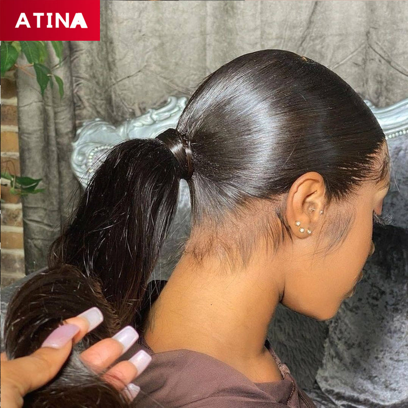 Silky Straight Full Lace Human Hair Wigs Preplucked With Baby Hair