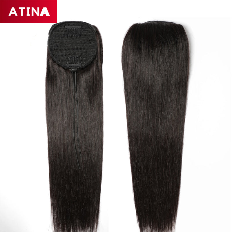 Straight Ponytail Human Hair Ponytail Extensions Drawstring Ponytail Hair Clip In