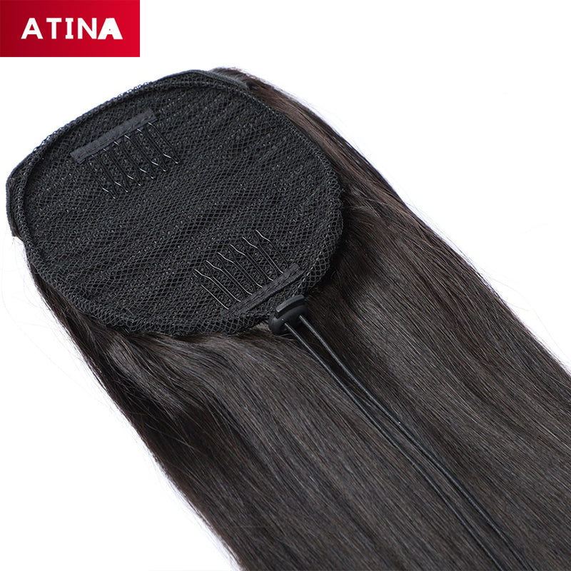 Straight Ponytail Human Hair Ponytail Extensions Drawstring Ponytail Hair Clip In