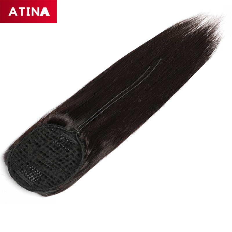 Straight Ponytail Human Hair Ponytail Extensions Drawstring Ponytail Hair Clip In