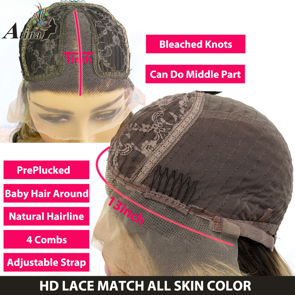 4/27 Highlight Honey Blonde & Brown T-part Lace Wig