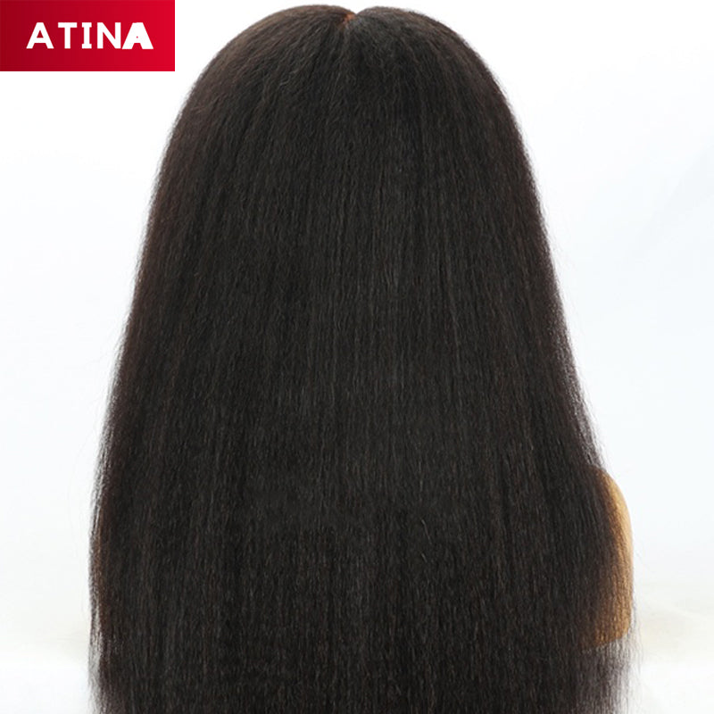 Curly Baby Hair Crystal Lace Italian Coarse Yaki 13x6 Lace Front Human Hair Wigs
