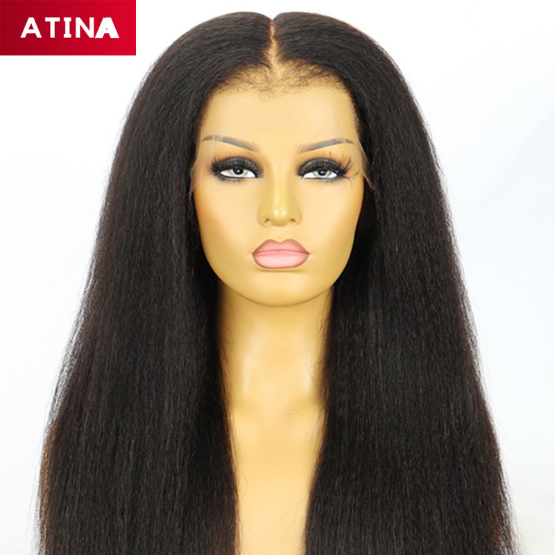 Curly Baby Hair Crystal Lace Italian Coarse Yaki 13x6 Lace Front Human Hair Wigs