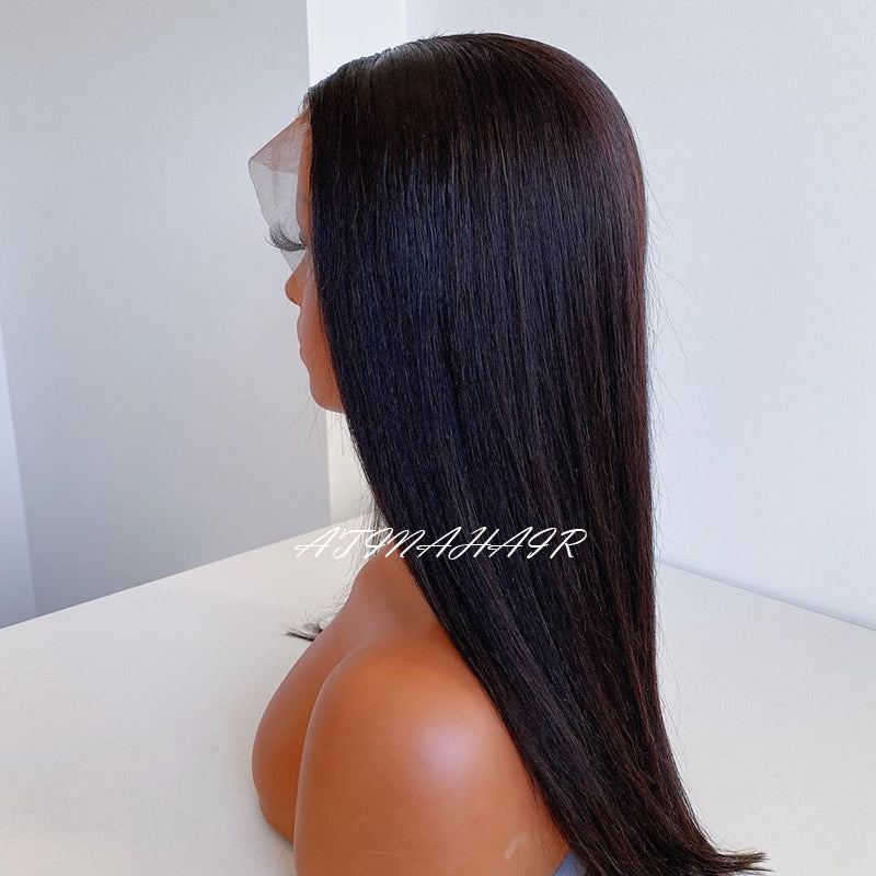 Glueless Light Yaki Human Hair Wig 360 Lace Frontal Wig Pre Plucked With Baby Hair Italian Yaki Straight Coarse Yaki Wigs hair