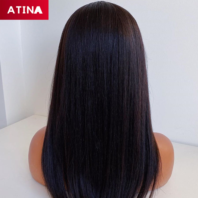 Italian Coarse Yaki Straight Wig Full Lace Human Hair Wigs Preplucked With Baby Hair