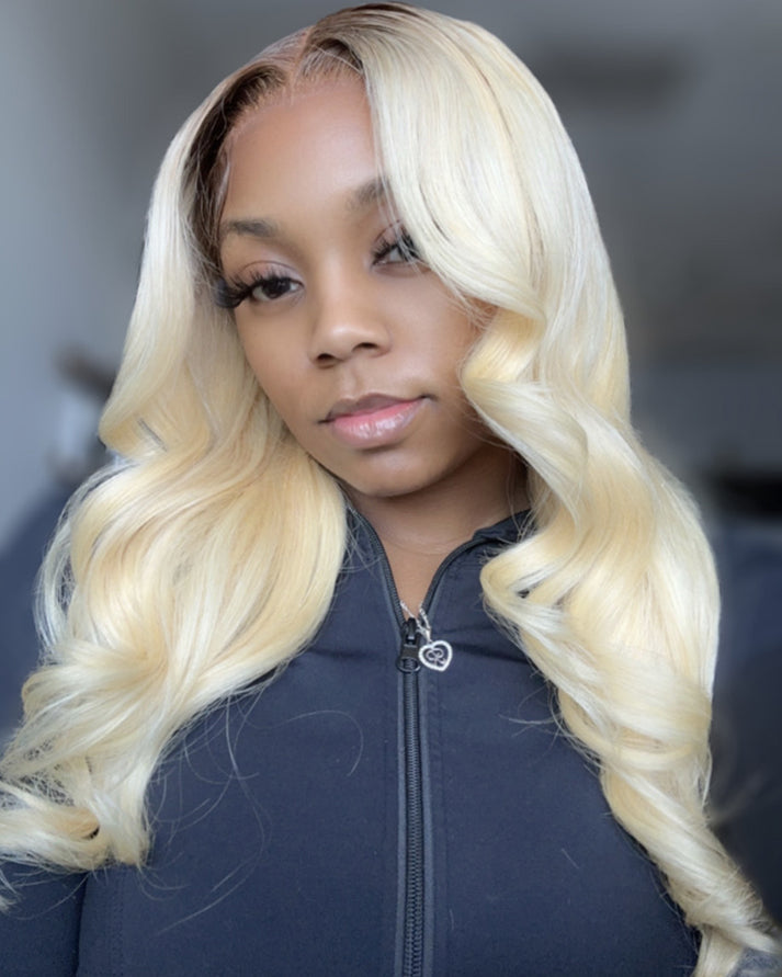 Ombre Blonde 1B/613 Colored Human Hair Wigs 13x4 Lace Fronat Wig with Baby Hair