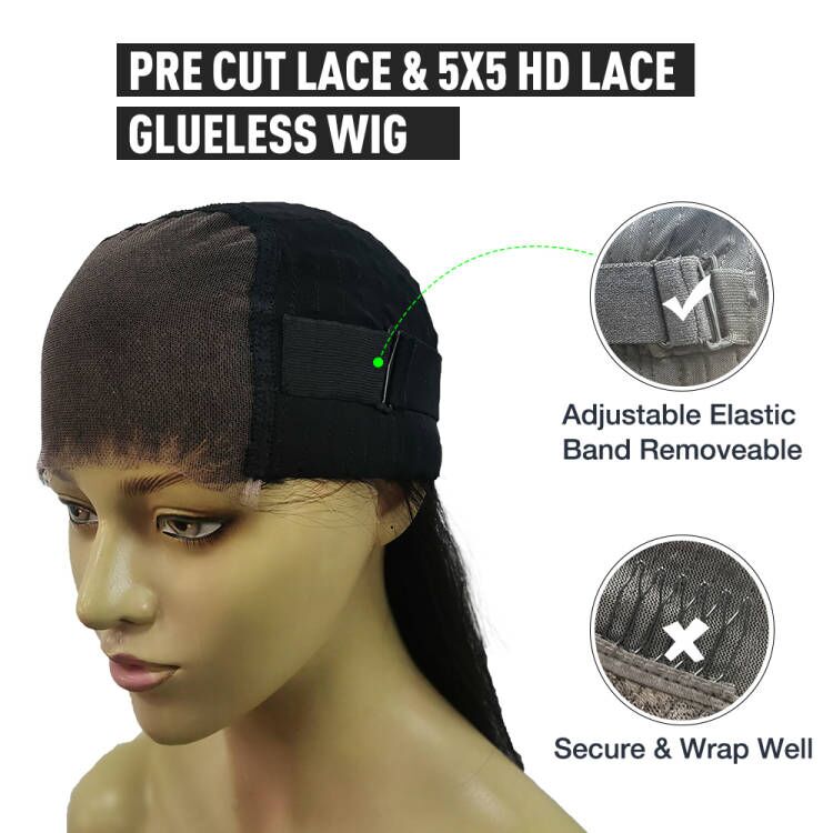 AtinaHair Straight 5x5 Closure Wig Glueless HD Crystal Lace Wigs 100% Human Hair[GWC01]