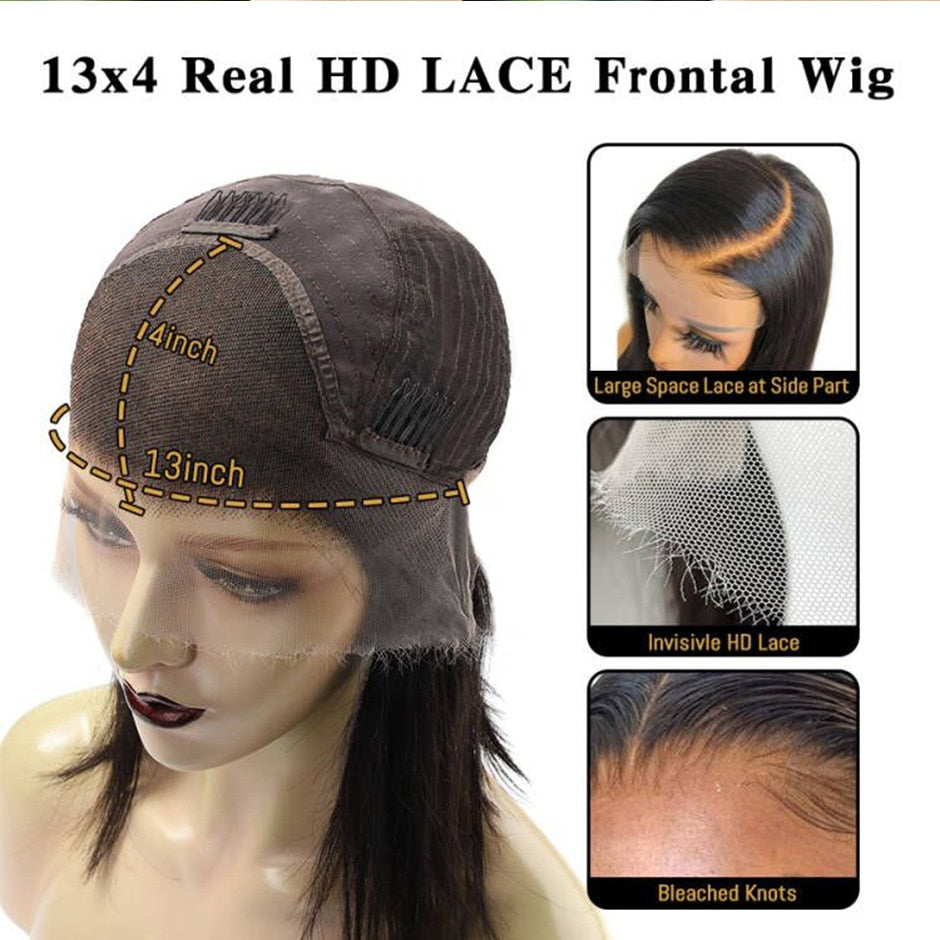 13x4 Crystal HD Lace Frontal Hair Wigs | Kinky Straight Pre Plucked with Baby Hair