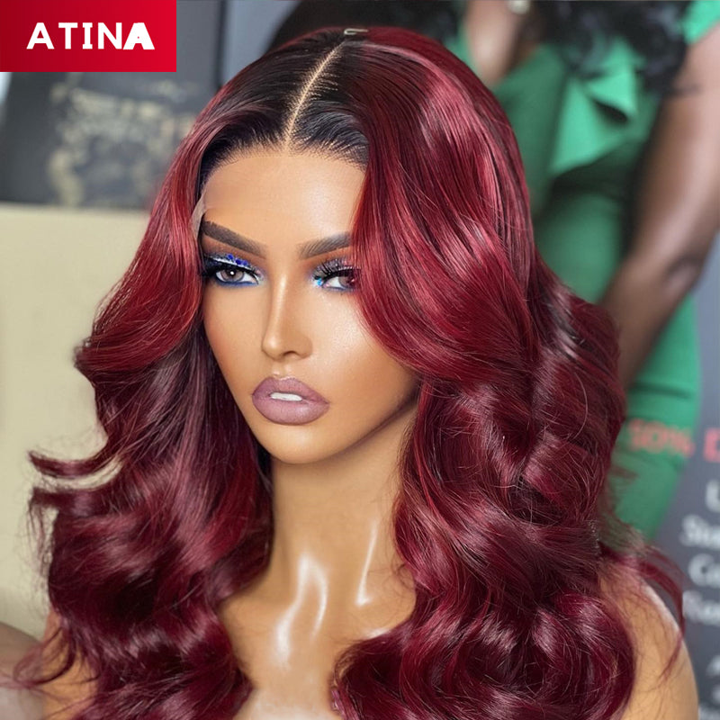 1B 99J Burgundy Body Wave Ombre Red Human Hair Wigs Atina Hair