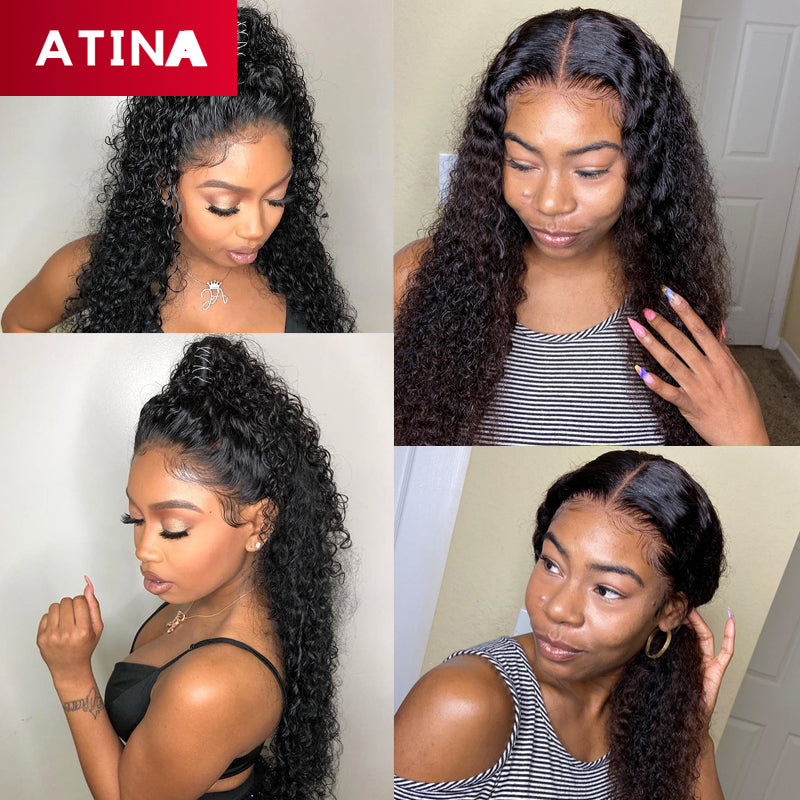 360 Lace Frontal Wig Pre Plucked with Baby Hair Curly Brazilian Water Wave Lace Front Human Hair Wigs Atina Hair