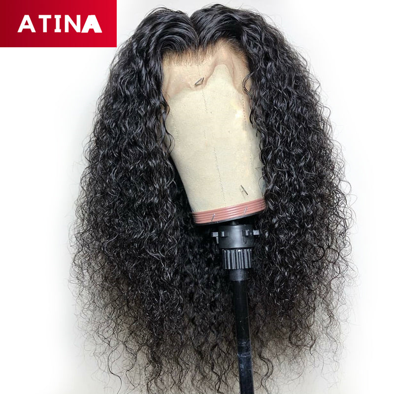 360 Lace Frontal Wig Pre Plucked with Baby Hair Curly Brazilian Water Wave Lace Front Human Hair Wigs Deep Wave Atina