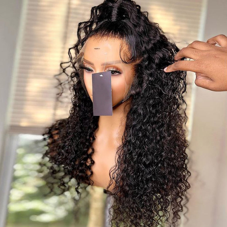 13x4 Crystal HD Lace Frontal Deep Curly Wave Wig Glueless with Baby Hair