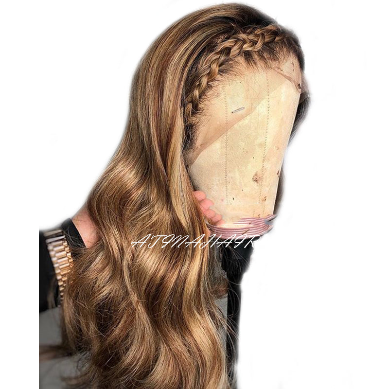 Mya Highlight Wig Hd Lace Wig Body Wave Wavy Pre Plucked 13x6 Lace Front Human Hair Wigs Atina Hair side