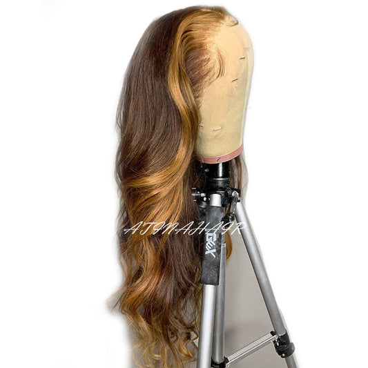 Ombre Human Hair Wig Highlighted Colored 13x6 Deep Parting Lace Front Wigs Glueless Preplucked Bleached Knots Body Wave