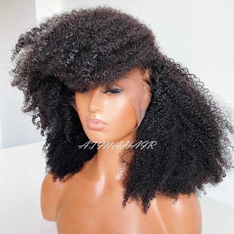 Afro Kinky Curly Wig Glueless Lace Front Human Hair Wigs Natural Wig left