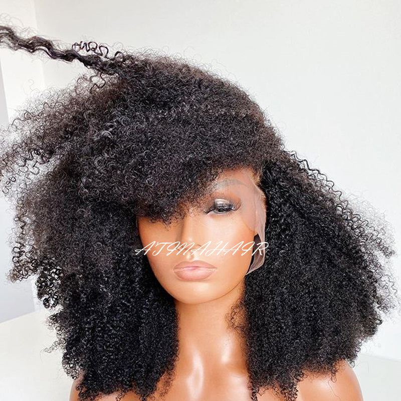 Afro Kinky Curly Wig Glueless Lace Front Human Hair Wigs Natural Wig detail