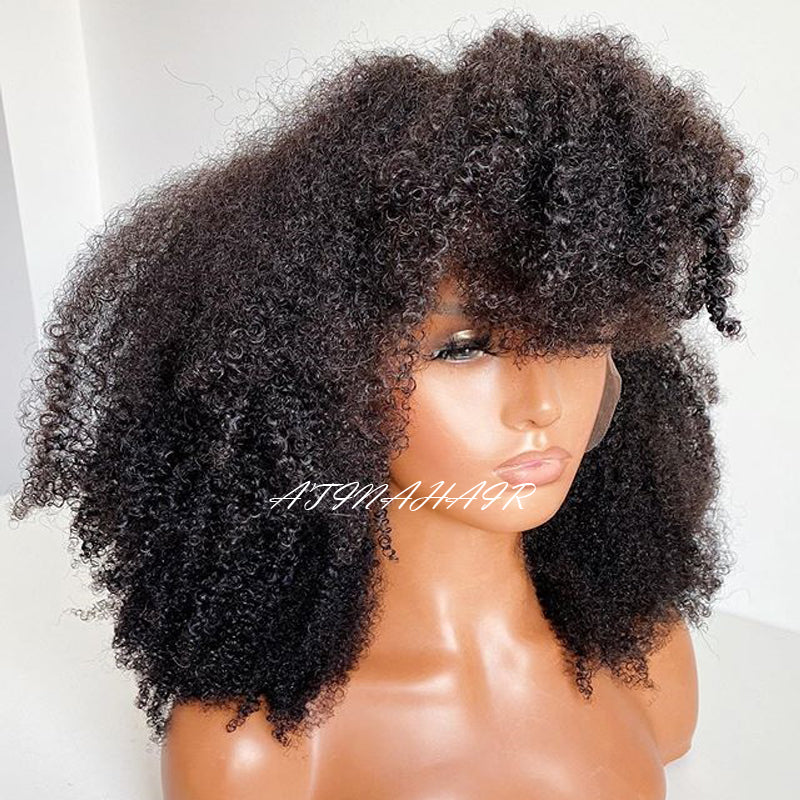 Afro Kinky Curly Wig Glueless Lace Front Human Hair Wigs Natural Wig right