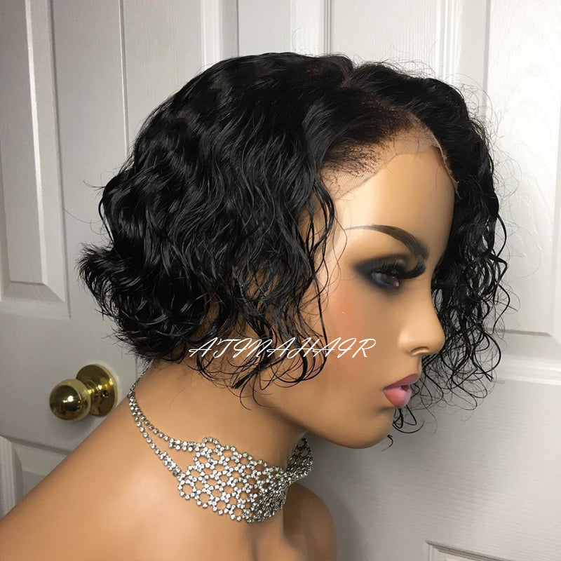 Glueless Short Bob Wig Brazilian Body Wave Human Hair Wigs 4X4 Lace Closure Wigs Pre Plucked Hairline for Women