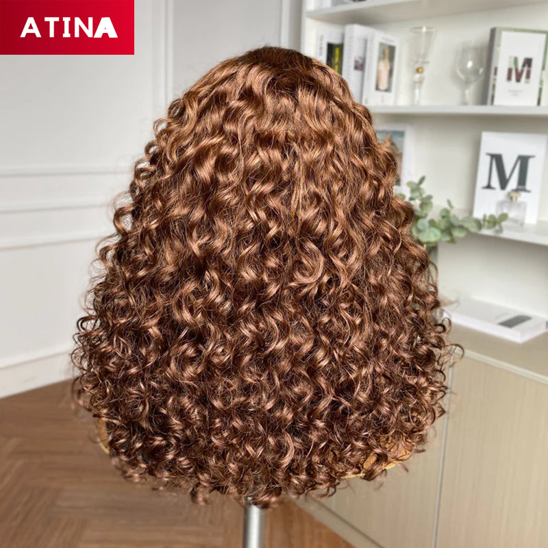 Copper Brown Bob Curly Lace Front Wig Colored Human Hair Wigs