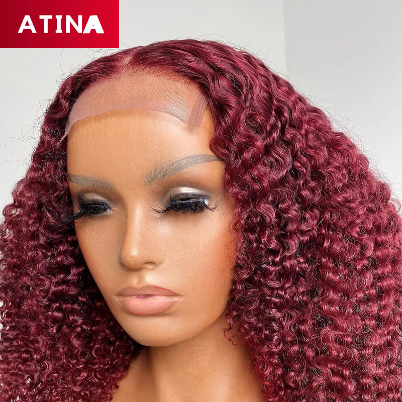 Burgundy 99J Curly Wigs Short Bob Wig 13x4 Lace Front Wig