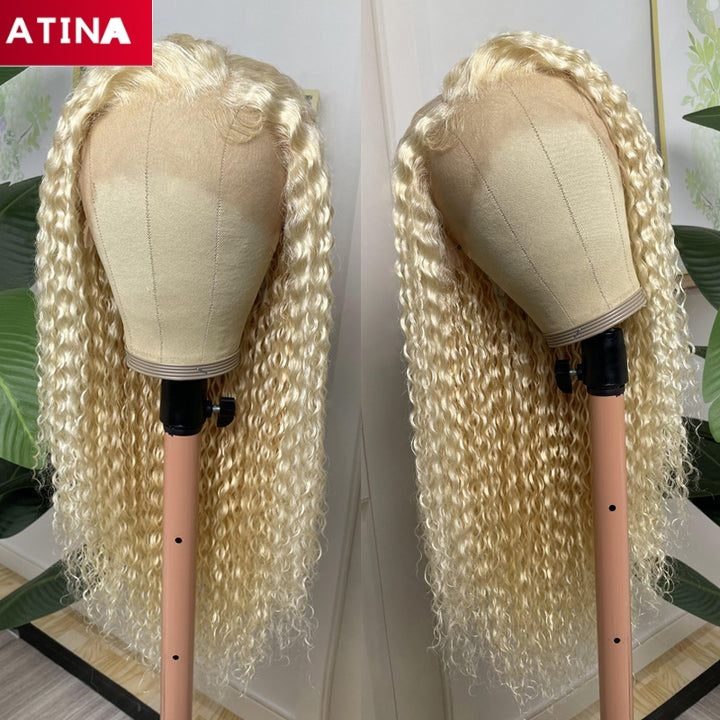 613 Blonde Color Deep Curly 13x4 Lace Front Human Hair Wigs