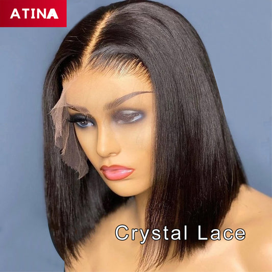 Crystal Lace Bob Wig 13x4 Lace Front Human Hair Wigs Pre-plucked with Baby Hair