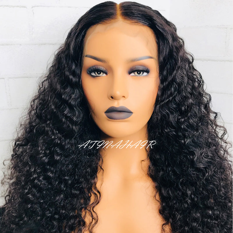 Affordable Wig 4*4 Lace Closure Wig Curly Human Hair Wig Natural Wig Deep Wave Water Wave Available front