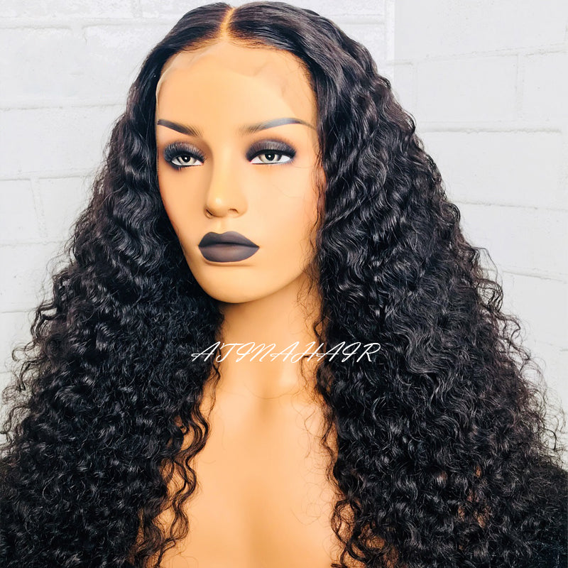 Affordable Wig 4*4 Lace Closure Wig Curly Human Hair Wig Natural Wig Deep Wave Water Wave Available side