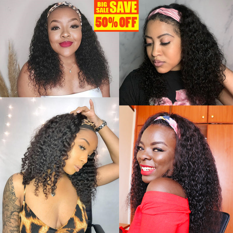 Water Wave Curly Glueless Affordable Headband Wig [AH13]