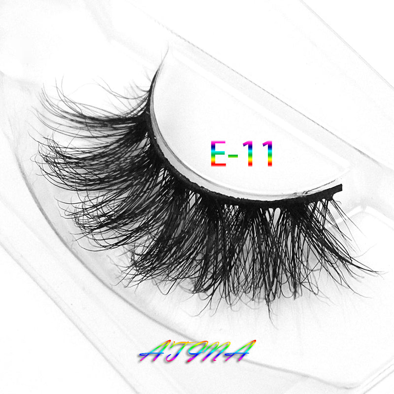 25mm Long 3D Mink Lashes E11 Extra Length Mink Eyelashes Big Dramatic Volumn Eyelashes Strip Thick False Eyelash side