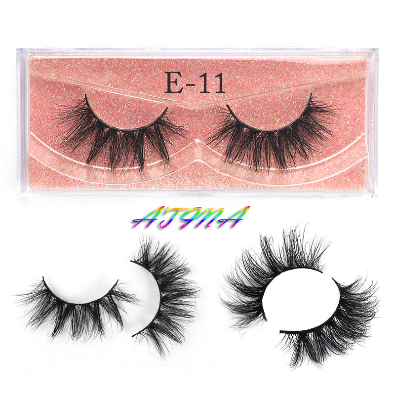 25mm Long 3D Mink Lashes E11 Extra Length Mink Eyelashes Big Dramatic Volumn Eyelashes Strip Thick False Eyelash packaging