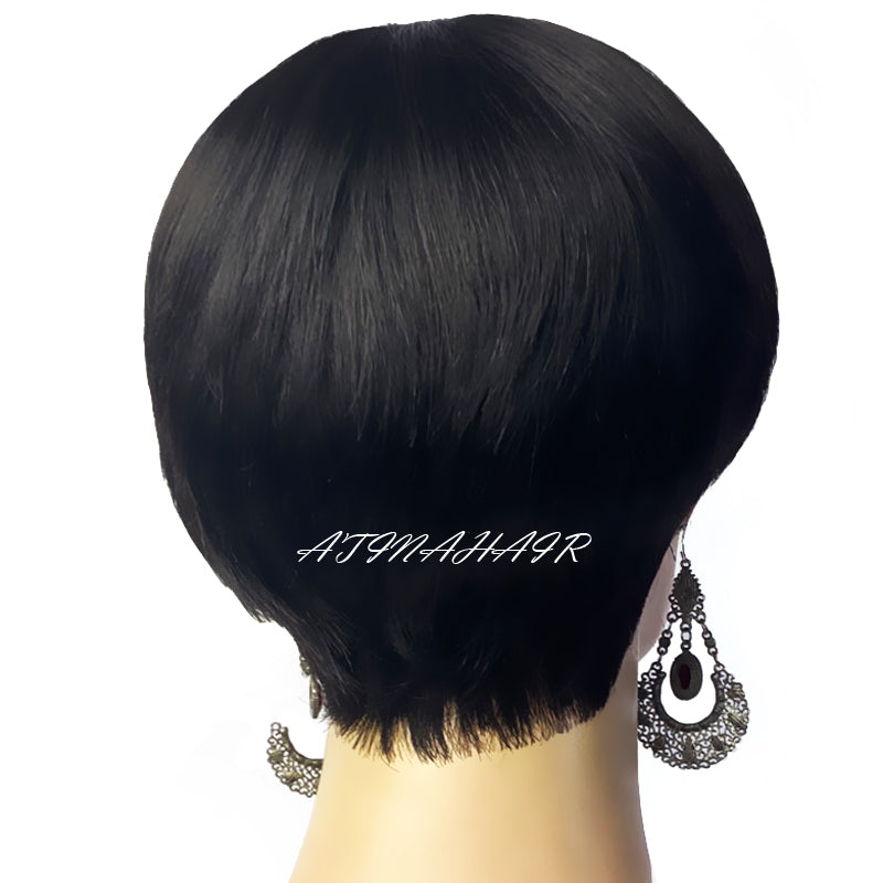 Short Pixie Cut Straight Hair Wig Peruvian Human Hair Wigs For Women Glueless Full Machine Made Wig Free Shipping Ready to Wear Comfortable back