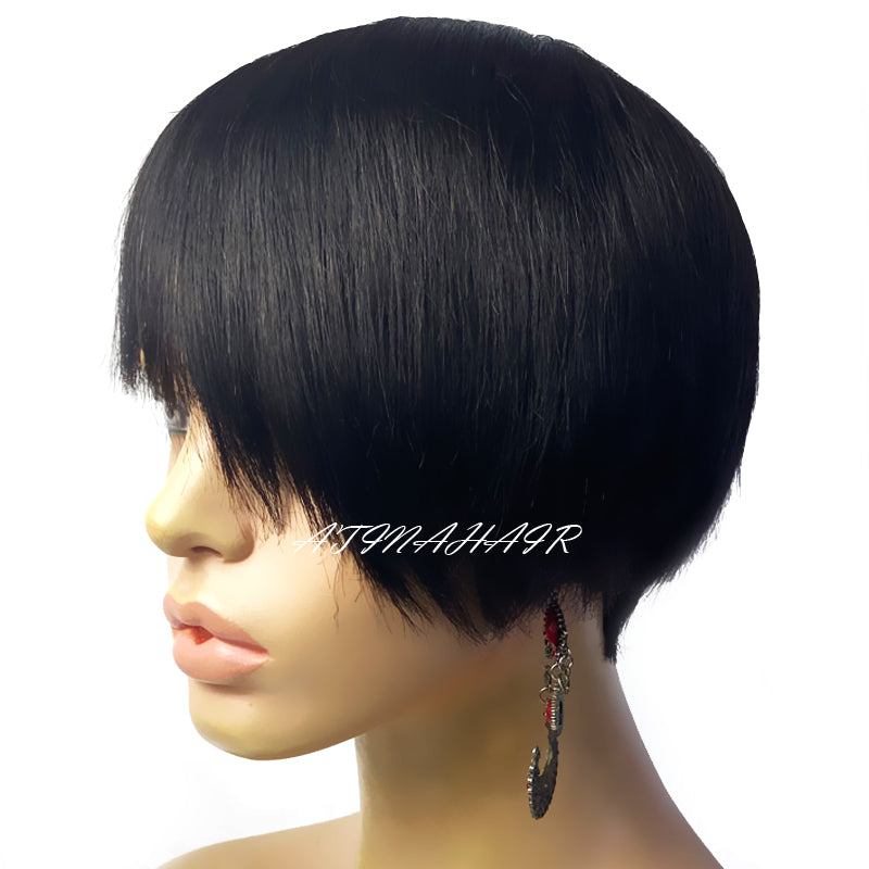 Short Pixie Cut Straight Hair Wig Peruvian Human Hair Wigs For Women Glueless Full Machine Made Wig Free Shipping Ready to Wear Comfortable side